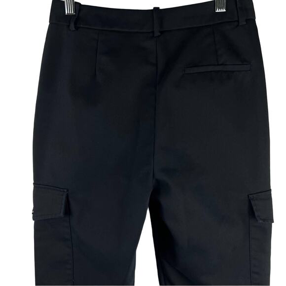 Zara Black Satin Straight Cargo Pants XS Utility Sleek - Picture 6 of 7